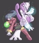  1girl energy ganguro_(zerodigiporu) gym_leader long_hair mega_mewtwo_x mega_pokemon mewtwo natsume_(pokemon) nintendo pokemon pokemon_(game) pose serious 