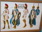  1girl armor back bikini_armor breasts character_sheet female gladiator inoue_eisaku large_breasts long_hair official_art one_piece photo pink_hair rebecca_(one_piece) settei turnaround 