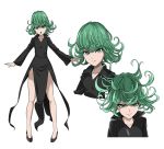  1girl green_eyes green_hair official_art one-punch_man simple_background solo tatsumaki 