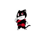  1girl animated animated_gif artist_request cat looking_at_viewer monochrome morgana_(persona_5) persona persona_5 red_eyes simple_background solo 