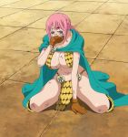  1girl armor bare_legs bikini_armor breasts cap crying dressrosa female gladiator gloves large_breasts long_hair one_piece pink_hair rebecca_(one_piece) screencap solo stitched tears 