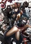  2girls artist_request breasts cat dog furry gun hat multiple_girls weapon wolf 