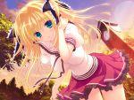  1girl asaba_yuu blonde_hair female game_cg green_eyes hoshizora_e_kakaru_hashi hoshizora_e_kakaru_hashi_aa long_hair nanamori_seira sunset 