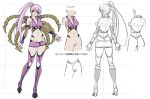  1girl back character_sheet concept_art female kagami_hirotaka lilith-soft monochrome nipples pink_hair ponytail saya_(taimanin_asagi) saya_neo smile taimanin_asagi taimanin_asagi_battle_arena translation_request 