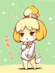  1girl artist_request blush dog doubutsu_no_mori furry nintendo shizue_(doubutsu_no_mori) solo sweater translation_request 
