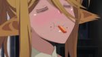  1girl animated animated_gif blonde_hair blue_eyes carrot centaur centorea_shianus eating food monster_girl monster_musume_no_iru_nichijou 