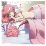  1girl album_cover bed blanket breasts character_name cleavage cover crop_top hair_ornament hairclip highres lamia long_hair looking_at_viewer lying miia_(monster_musume) monster_girl monster_musume_no_iru_nichijou navel official_art on_bed on_side pillow pointy_ears redhead slit_pupils smile solo stomach yellow_eyes 