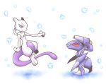  atusix cannon chibi flying genesect mewtwo nintendo no_humans pokemon pokemon_(anime) smile solo tail 