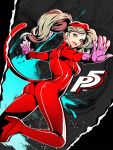  1girl ass blonde_hair bodysuit cat_tail eu_(euspia) gloves heels looking_back mask_on_head persona persona_5 solo tail takamaki_ann twintails 