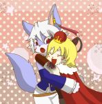  1girl androgynous artist_request bear blonde_hair closed_eyes copyright_request furry hat open_mouth red_eyes short_hair white_hair wings 