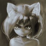 1girl angry cat_ears gradient gradient_background looking_away monochrome sanpaku sil-quel sketch solo 