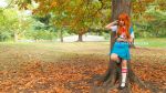  autumn cosplay forest knee_socks lana_rain nature neon_genesis_evangelion orange_hair outdoors photo photosailor school_uniform serafuku souryuu_asuka_langley umbrella 