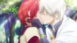 1boy 1girl akagami_no_shirayukihime couple grey_hair highres kiss redhead shirayuki_(akagami_no_shirayukihime) zen_wistalia 