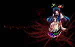  1920x1200 blood blue_hair engrish hat highres hinanawi_tenshi konoha_kuzunoki peach ranguage red_eyes touhou wallpaper 