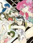  fujinami_ryuunosuke horns long_hair lum miyake_shinobu one-piece_swimsuit ran_(urusei_yatsura) sakura_(urusei_yatsura) sarashi snake swimsuit takahashi_rumiko urusei_yatsura 