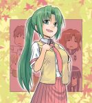  furude_rika green_eyes green_hair higurashi_no_naku_koro_ni houjou_satoko maebara_keiichi necktie ponytail ribbon ryuuguu_rena school_uniform sonozaki_mion 