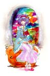  komeiji_satori koyomiuta pink_hair slippers touhou traditional_media watercolor watercolor_(medium) 