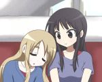  akiyama_mio black_eyes black_hair blonde_hair closed_eyes k-on! kotobuki_tsumugi long_hair multiple_girls qwer sleeping 