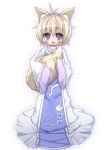  blonde_hair blue_eyes child fang fox_ears fox_tail futase_hijiri short_hair sousera_kiyoshi tail tail_hug touhou yakumo_ran young 