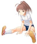  babynine brown_hair hands minato_fumi ponytail shoes shorts socks sportswear stretch 