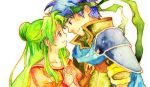  blue_eyes blue_hair brown_eyes earrings elincia elincia_ridell_crimea fire_emblem fire_emblem:_souen_no_kiseki fire_emblem_path_of_radiance fire_emblem_radiant_dawn green_hair headband ike jewelry long_hair lowres smile traditional_media 