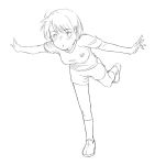  babynine balance balancing blush minato_fumi monochrome outstretched_arms short_hair shorts sportswear spread_arms standing_on_one_leg 