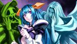  :d asymmetrical_wings blue_hair bow breasts dizzy eyelashes guilty_gear hair_bow long_hair necro open_mouth purple_eyes ribbon smile twintails undine violet_eyes wings 