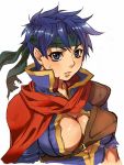  blue_hair blush breasts cleavage cleavage_cutout fire_emblem fire_emblem:_souen_no_kiseki fire_emblem_path_of_radiance fire_emblem_radiant_dawn genderswap headband ike large_breasts nintendo noshiro_masaru short_hair sweatdrop yajiro_masaru 