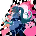  alternate_costume bad_id blush checkered closed_eyes elbow_gloves enmaided gloves hatsune_miku heart heart_hands k-on! kansou_samehada kansousamehada maid moe_moe_kyun! parody solo thigh-highs thighhighs twintails vocaloid 