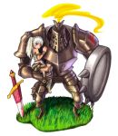  armor carrying fantasy_earth_zero side_ponytail white_hair 