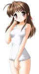  brown_hair fujieda_honami long_hair neopure one-piece_swimsuit school_swimsuit swimsuit tsuki_ha_higashi_ni_hi_ha_nishi_ni tsuki_wa_higashi_ni_hi_wa_nishi_ni white_school_swimsuit 