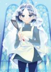  blue_eyes blue_hair blush kazuto_izumi pantyhose short_hair spatula veil 