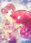  cherry_blossoms flower japanese_clothes kimono oriental_umbrella umbrella 