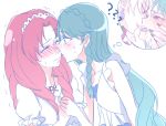  2girls akagi_towa go!_princess_precure incipient_kiss kaidou_minami multiple_girls negom precure simple_background yuri 