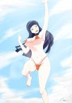  1girl bikini breasts huge_breasts hyuuga_hinata looking_at_viewer naruto navel sky solo swimsuit vicio-kun 