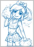 1boy blush cheerleader crossdressinging link looking_at_viewer monochrome pointy_ears ponytail the_legend_of_zelda the_legend_of_zelda:_tri_force_heroes tongue tongue_out toon_link trap 