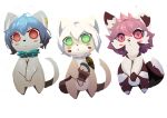  androgynous artist_request blue_eyes blue_hair furry pink_hair red_eyes red_panda simple_background white_background white_hair 