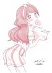  ass character_request doughnut food kanya_pyi long_hair looking_back monochrome 