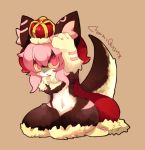  1girl artist_request cat copyright_request crown female full_body furry open_mouth pink_eyes pink_hair short_hair simple_background solo 