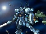  gradient gradient_background gundam gyan mecha mobile_suit_gundam musai shield space space_craft tasoku_hokou_heiki weapon 