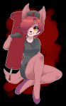 1girl army copyright_request dog furry gradient gradient_background long_hair powderkona redhead solo 