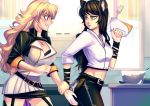  2girls animal_ears bakki black_hair blake_belladonna blonde_hair cat_ears female multiple_girls rwby yang_xiao_long yuri 