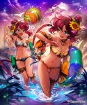  2girls highres lee_hyeseung multiple_girls official_art shama_(shingeki_no_bahamut) shamu_(shingeki_no_bahamut) shingeki_no_bahamut sky swimsuit twins water 
