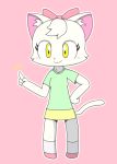  1girl artist_request cat copyright_request furry point ribbon simple_background solo yellow_eyes 