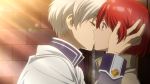  1boy 1girl akagami_no_shirayukihime couple grey_hair highres kiss redhead shirayuki_(akagami_no_shirayukihime) surprised zen_wistalia 