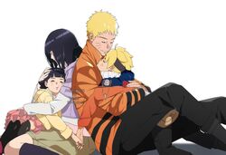  2boys 2girls ahoge angelcake12 boruto:_the_movie family hyuuga_hinata multiple_boys multiple_girls naruto purple_hair simple_background sitting sitting_on_lap sitting_on_person sleeping spiky_hair uzumaki_boruto uzumaki_himawari uzumaki_naruto whiskers 