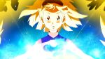  1girl aura blonde_hair dragon_ball dragonball_z_battle_of_gods gradient gradient_background hairband looking_at_viewer solo spoilers super_saiyan tom_skender videl 