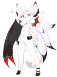  androgynous artist_request breasts dog full_body furry heterochromia simple_background small_breasts solo white_background white_hair 