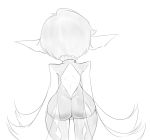  1girl ass bayonetta high_heels imp monochrome monster_girl pointy_ears simple_background solo wide_hips 
