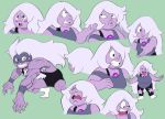  amethyst_(steven_universe) artist_request blush closed_eyes lips purple_skin simple_background steven_universe white_hair 